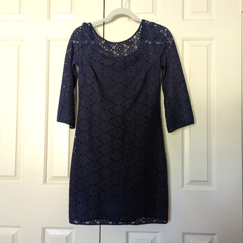 Lilly Pulitzer S Navy Blue Topanga Shift Dress